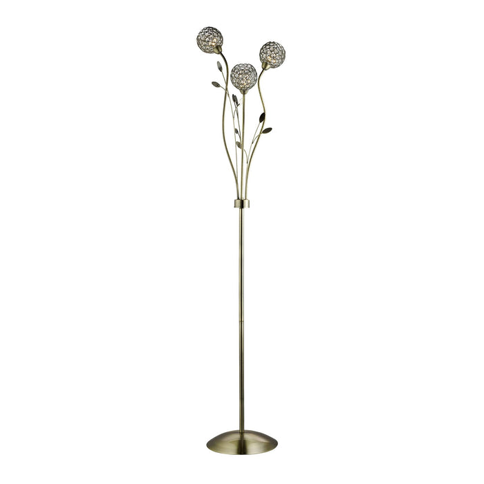 Searchlight Bellis Ii - 3Lt Floor Lamp, Antique Brass, Clear Glass Deco Shade • 3573AB