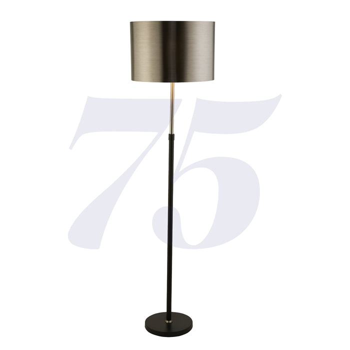 Searchlight Black And Chrome Floor Lamp With Brushed Black Chrome Shade • 3879BK