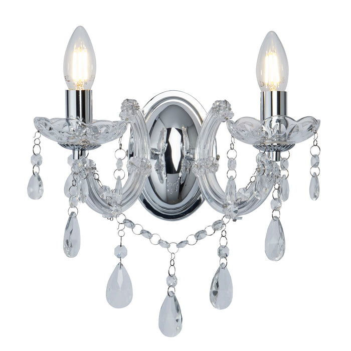 Searchlight Marie Therese - 2Lt Wall Bracket, Chrome, Clear Crystal Glass • 399-2