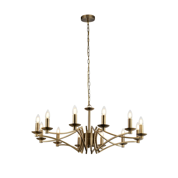 Searchlight Ascot 12Lt Pendant Antique Brass • 41312-12AB