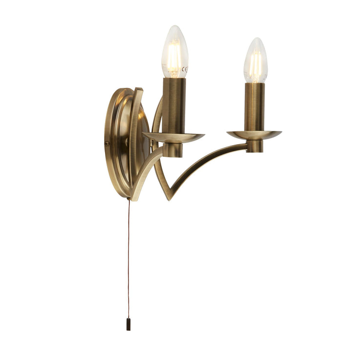 Searchlight Ascot 2Lt Wall Light Antique Brass • 41312-2AB