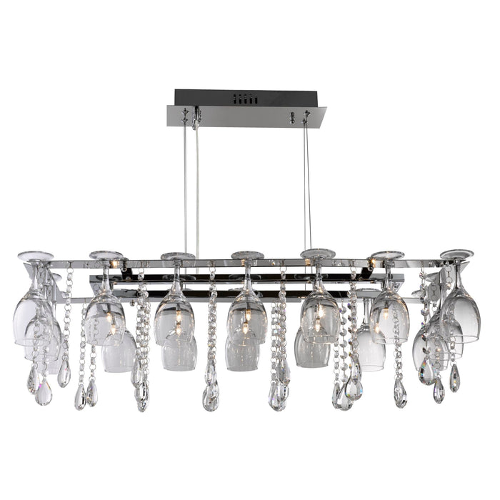 Searchlight Vino 10Lt Decorative Ceiling - Chrome & Crystal Buttons/Pear-Drops & Wine Glass Trim • 41510-10CC