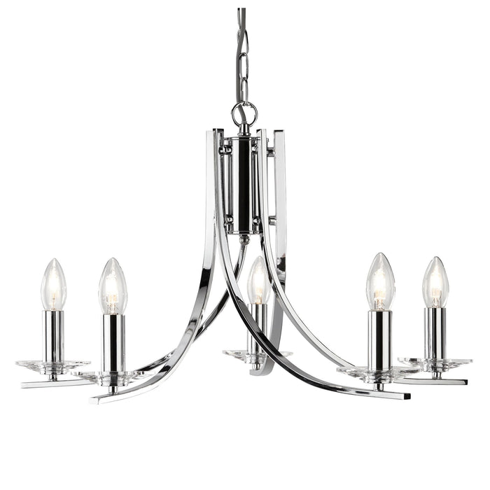 Searchlight Ascona - 5Lt Ceiling, Chrome Twist Frame With Clear Glass Sconces • 4165-5CC