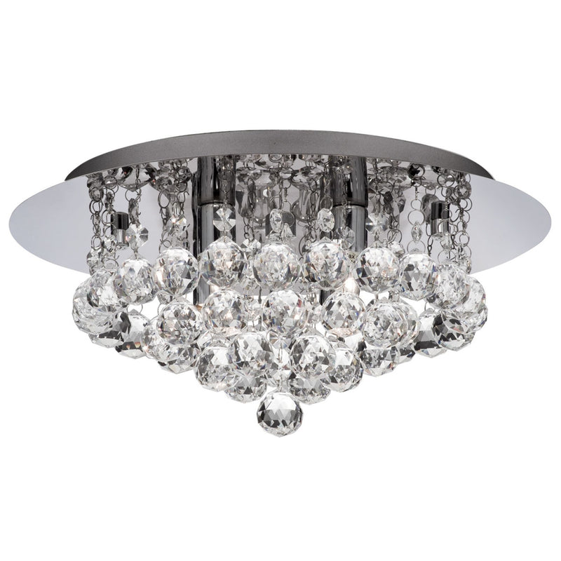 Searchlight Hanna Ii Bathroom Ip44 (G9 Led) 4Lt Chrome Flush Cl Xtal Ball • 4404-4CC-LED