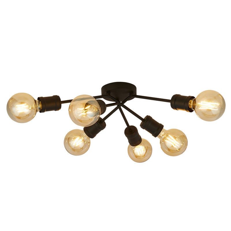 Searchlight Dance 6Lt Ceiling Light, Sand Black • 45201-6BK