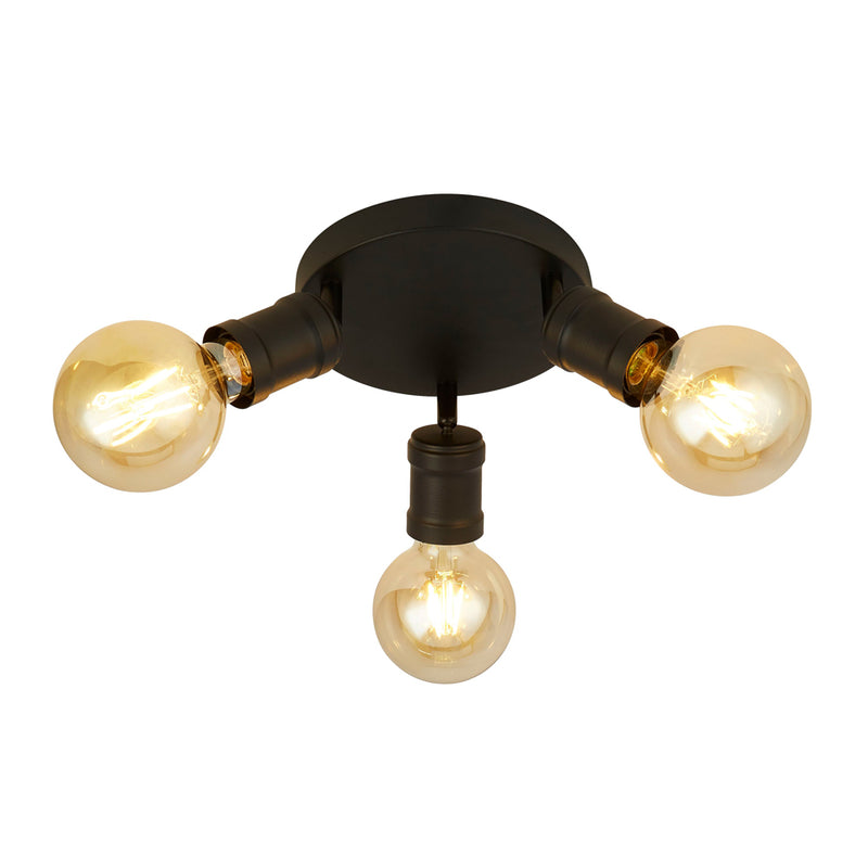 Searchlight Dance 3Lt Round Ceiling Light, Sand Black • 45202-3BK