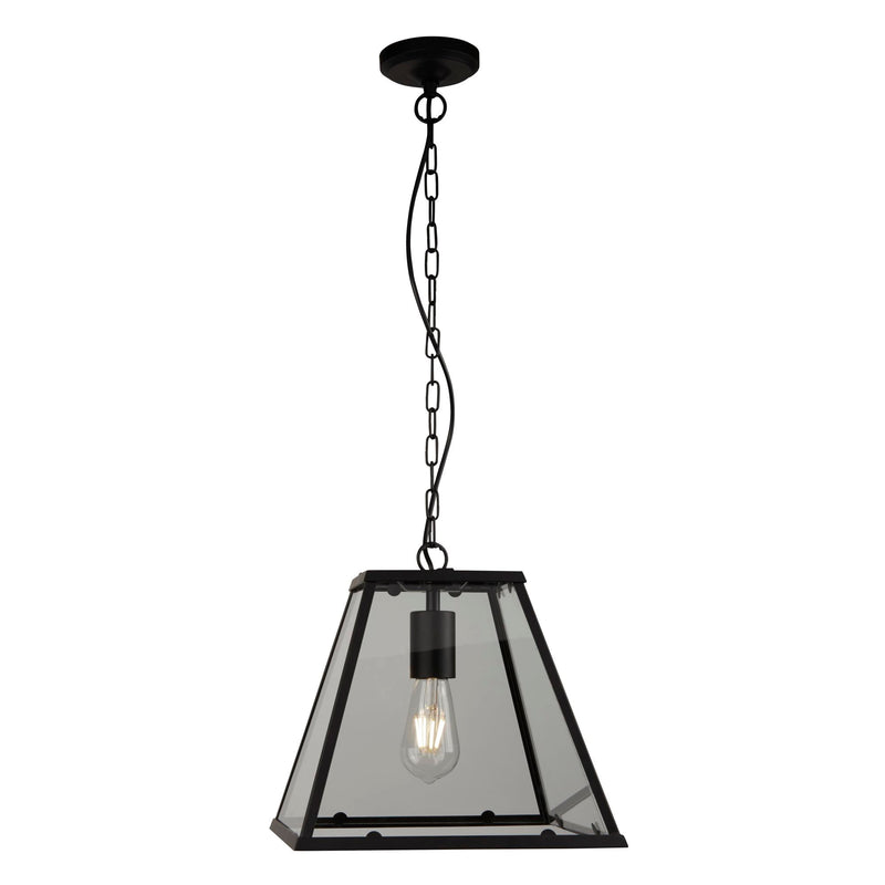 Searchlight Lantern - 1Lt Pendant With Matt Black Frame • 4661BK
