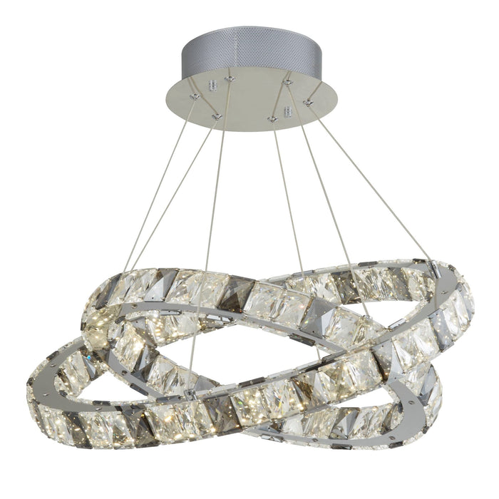 Searchlight Optica 2 Ring Led Pendant, Clear & Smokey Crystal • 4812-2CC