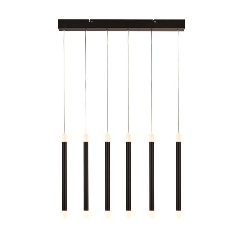 Searchlight Wands 6Lt Led Bar Pendant - Black • 4866-6BK