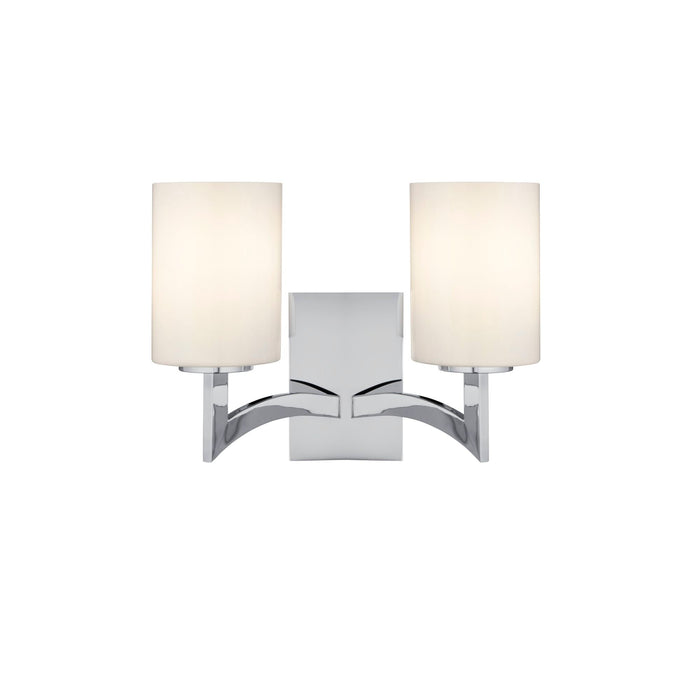 Searchlight Gina - 2 Light Wall Bracket, Chrome, White Glass Shades • 4992-2CC