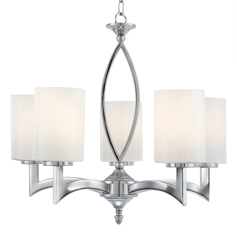 Searchlight Gina - 5Lt Ceiling, Chrome, White Glass Shades • 4995-5CC