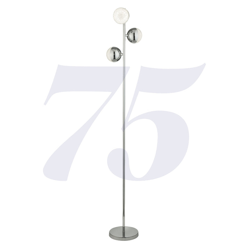 Searchlight Marbles 3Lt Floor Lamp - Chrome With Crystal Sand • 5089CC