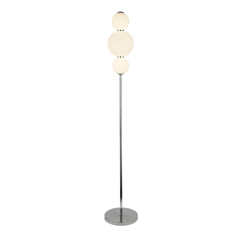 Searchlight Snowball 3Lt Floor Lamp, Chrome With Opal Glass Shade • 51021-3CC