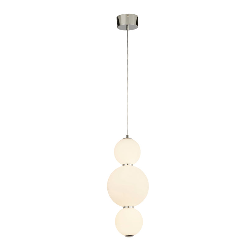 Searchlight Snowball 3Lt Pendant, Chrome With Opal Glass Shade • 51022-3CC