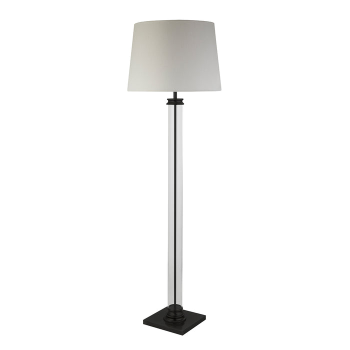 Searchlight Pedestal Floor Lamp - Glass Column & Black Base, White Shade • 5142BK