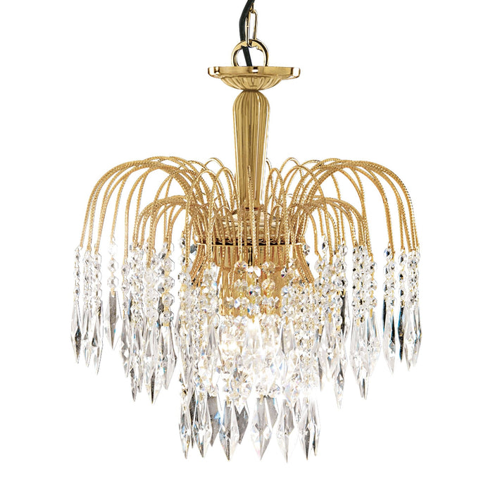 Searchlight Waterfall - 3Lt Ceiling, Gold, Clear Crystal • 5173-3