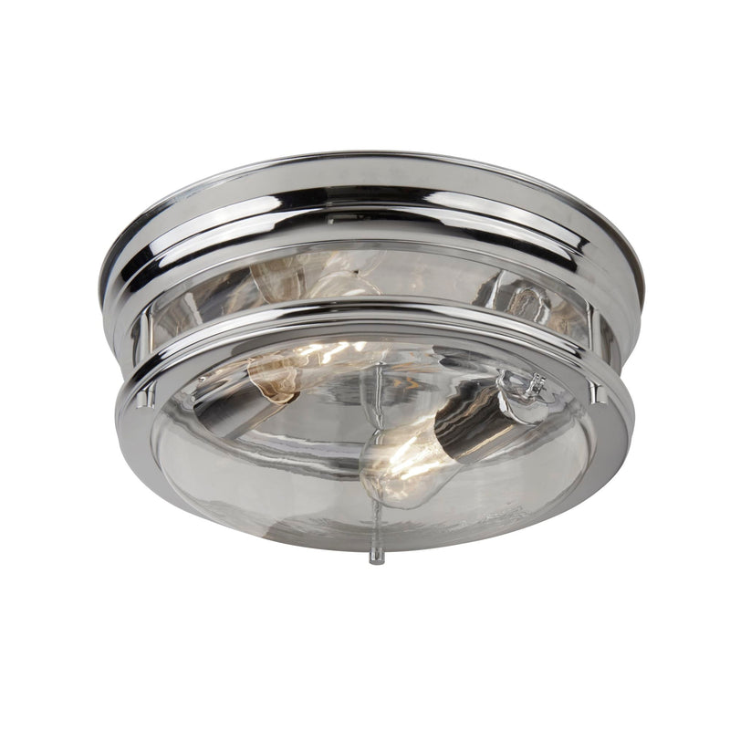 Searchlight Glasgow 2Lt Flush Chrome With Clear Glass Ip44 • 5182CC