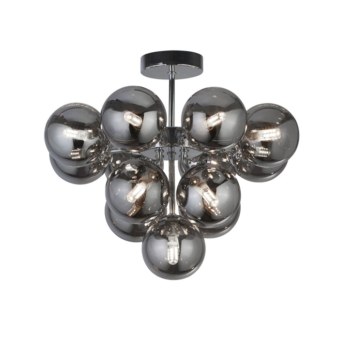 Searchlight Berry 13Lt Ceiling Light, Chrome With Smoked Glass • 52131-13SM