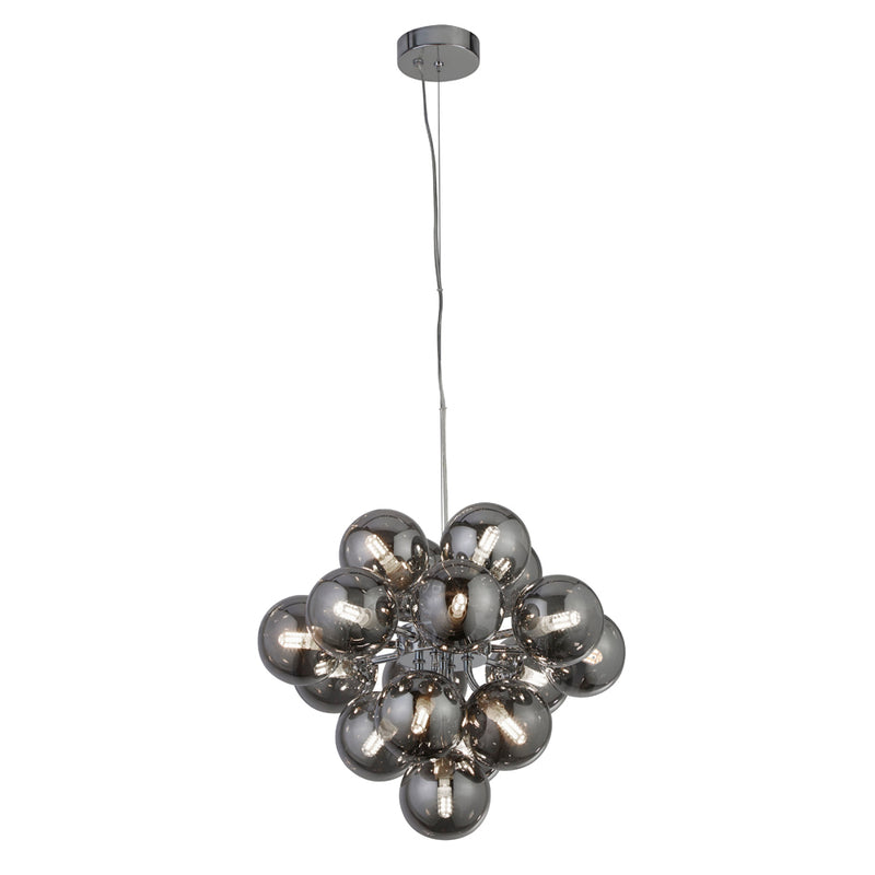 Searchlight Berry 17Lt Pendant, Chrome With Smoked Glass • 52131-17SM