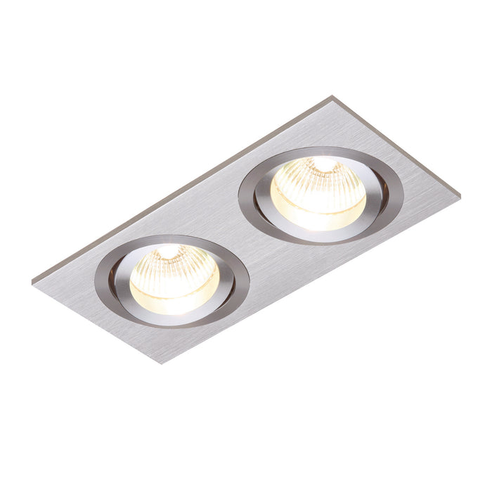 Saxby Lighting 52404 Tetra Twin Recessed Downlight Brushed Silver Finish