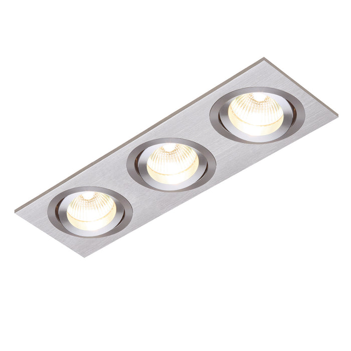 Saxby Lighting 52405 Tetra Triple Recessed Downlight Brushed Silver Finish