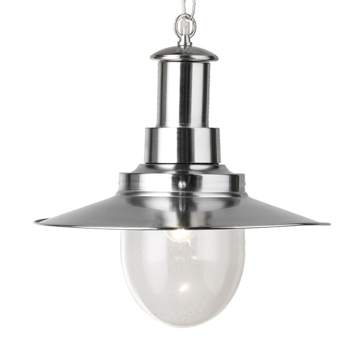 Searchlight Fisherman Ii  Pendant - 1Lt Large Pendant, Satin Silver With Seeded Glass • 5301SS