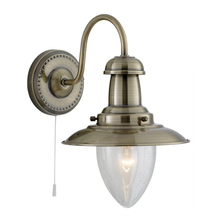 Searchlight Fisherman Antique Brass Wall Light With Seeded Glass • 5331-1AB
