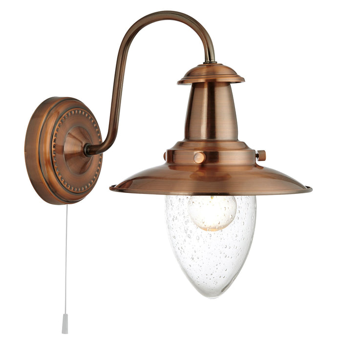 Searchlight Fisherman Copper Wall Light With Seeded Glass Shade • 5331-1CU