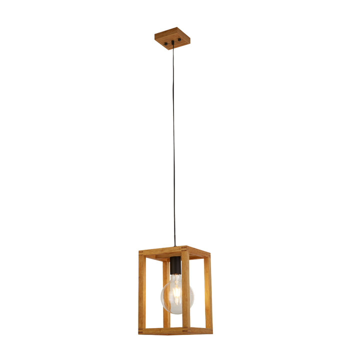 Searchlight Square Woven Bamboo Wood 1Lt Pendant • 54741-1NA