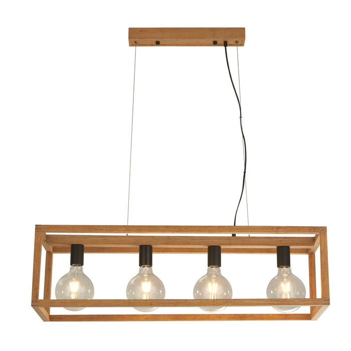 Searchlight Square Woven Bamboo Wood 4Lt Pendant • 54741-4NA