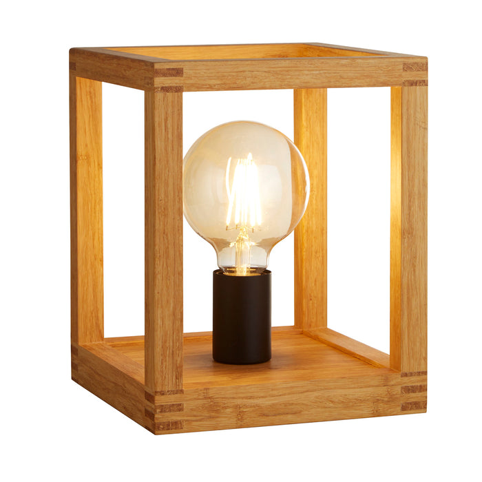 Searchlight Square Woven Bamboo Wood 1Lt Table Lamp • 54742-1NA
