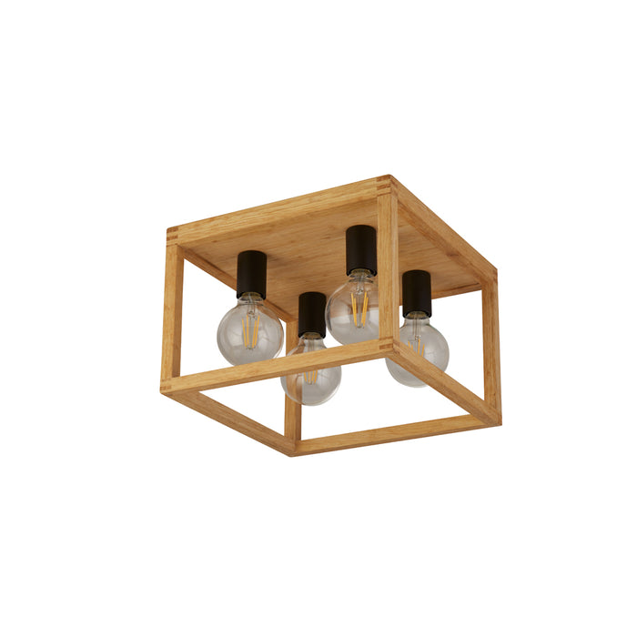 Searchlight Square Woven Bamboo Wood 4Lt Ceiling Flush • 54742-4NA