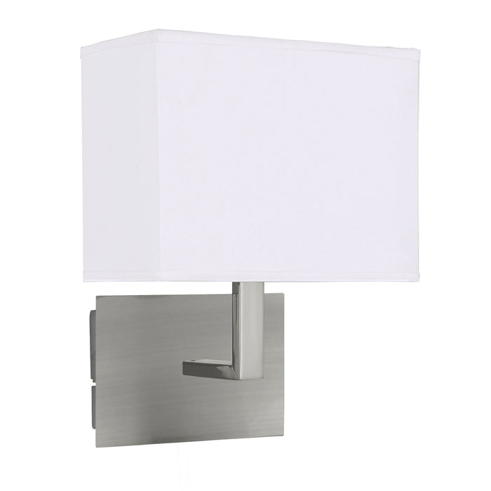 Searchlight Hotel Wall Light Satin Silver-White Rectangular Shade • 5519SS