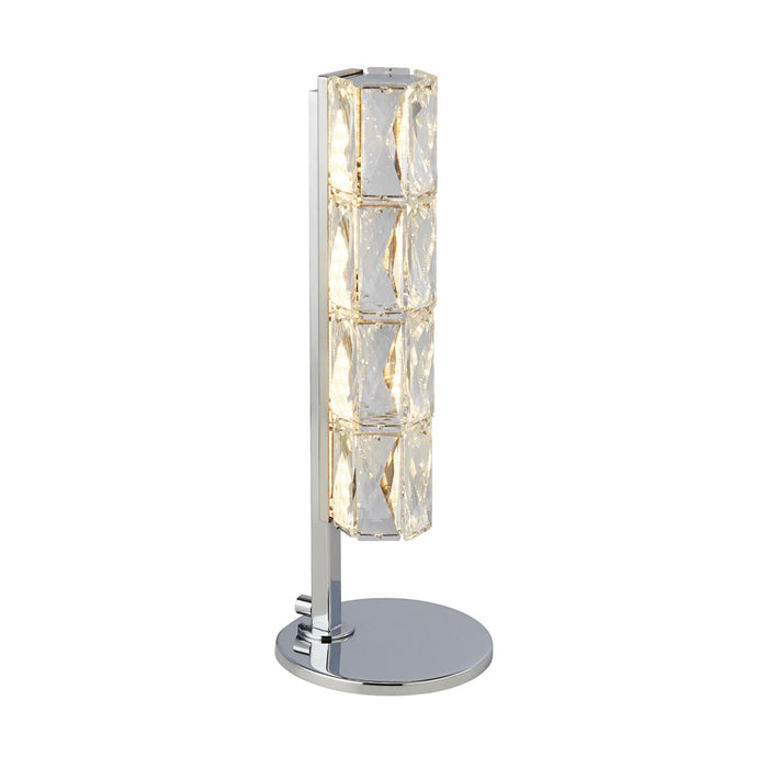 Searchlight Remy Led Table Light, Hexagonal Tube Bar, Chrome, Clear Crystal Trim • 5862CC