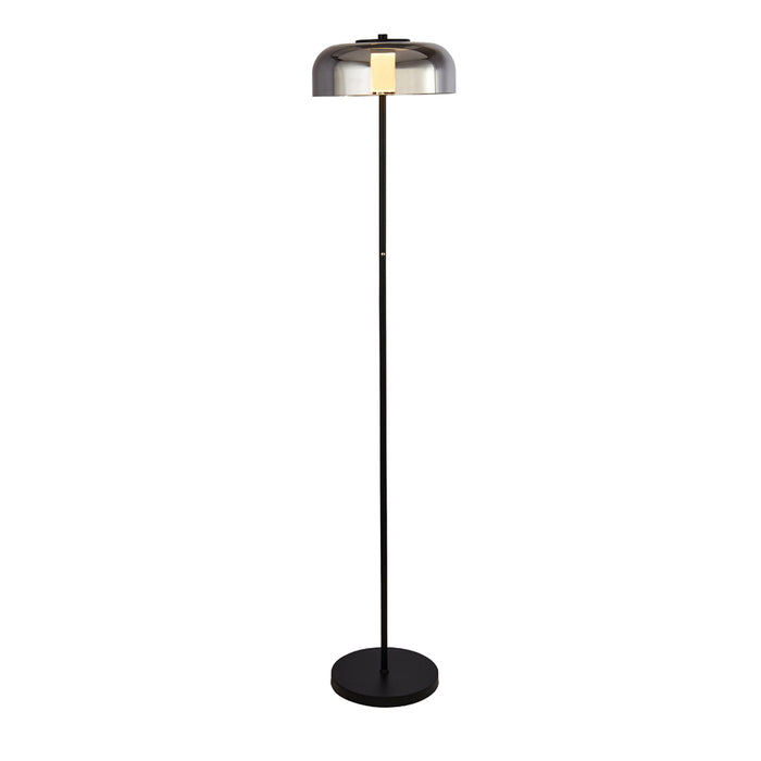 Searchlight Frisbee 1Lt Led Floor Lamp, Matt Black With Smoked Glass • 59802-1SM