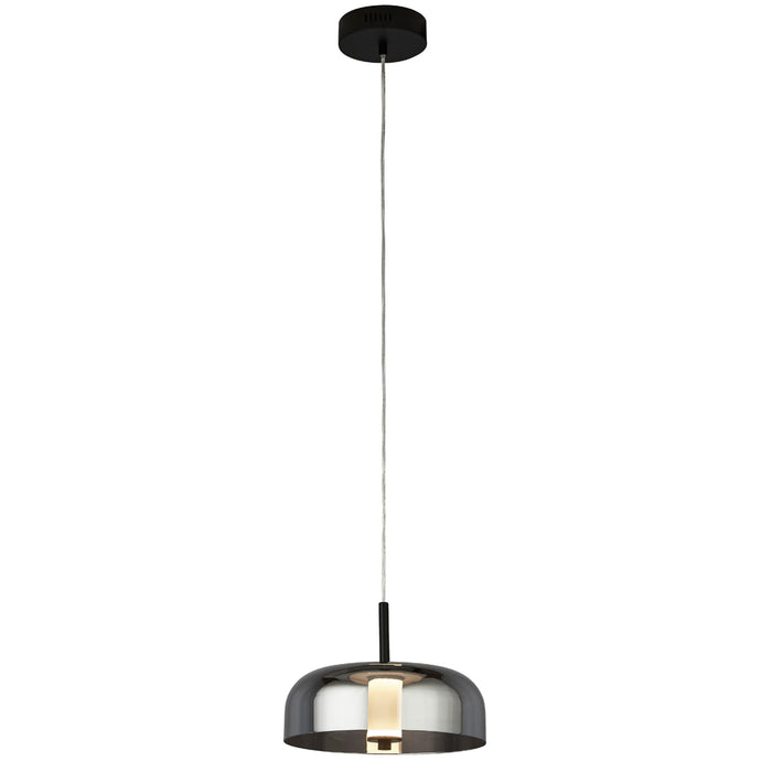 Searchlight Frisbee 1Lt Led Pendant, Matt Black With Smoked Glass • 59803-1SM