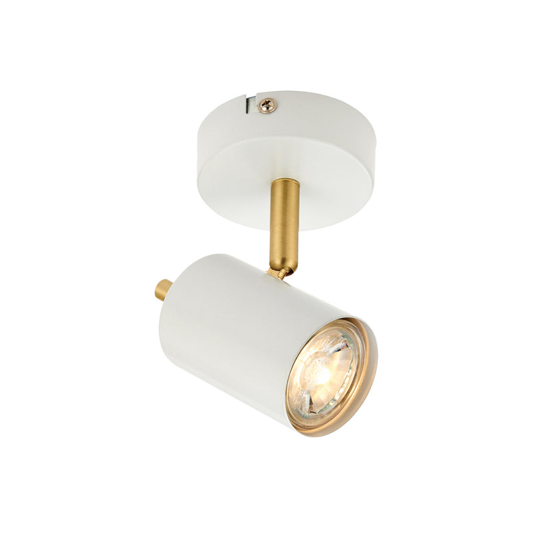 Endon Lighting 59931 Gull Single Light LED Spotlight Matt White & Brushed Gold Finish
