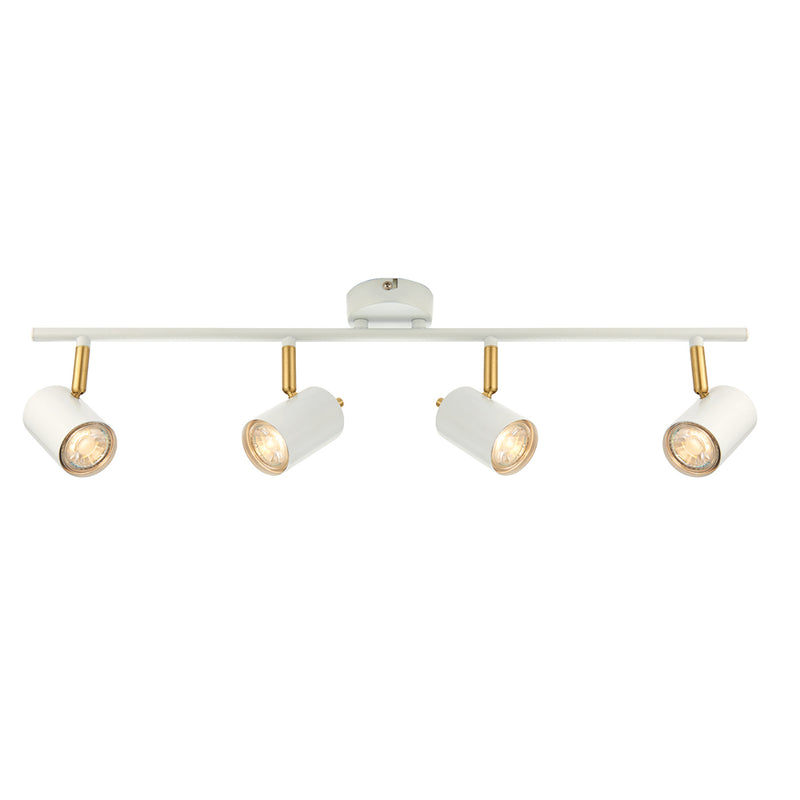 Endon Lighting 59933 Gull 4 Light Bar LED Spotlight Matt White & Brushed Gold Finish
