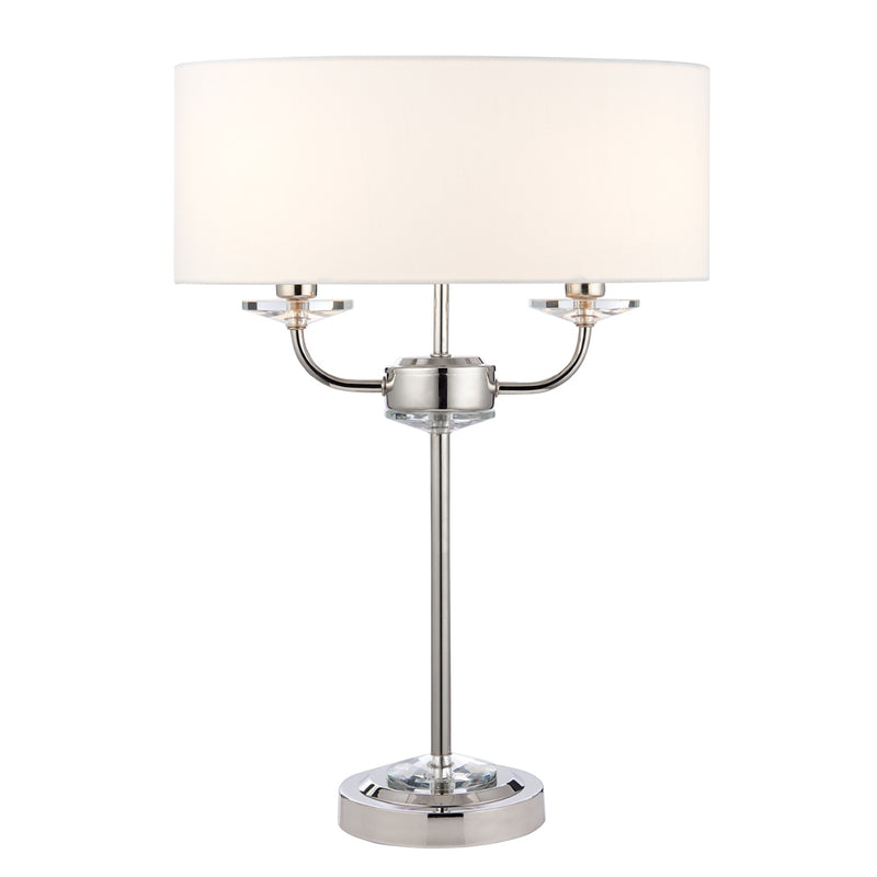 Endon Lighting 60804 Nixon 2 Light Table Lamp Brushed Nickel Finish