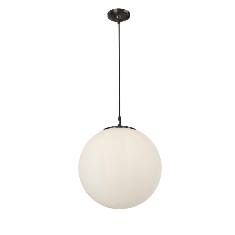 Searchlight Atom - 1Lt Pendant Dia 40Cm) Black, Opal Glass • 6099