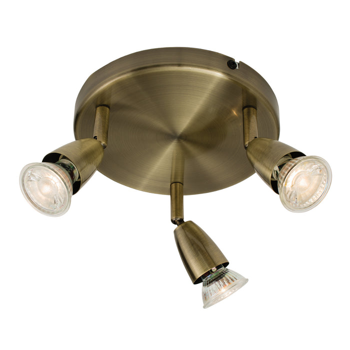 Endon Lighting 60997 Amalfi 3 Light Round Spotlight Antique Brass Finish