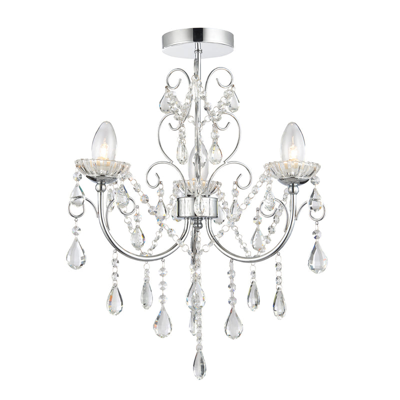 Endon Lighting 61251 Tabitha 3 Light Polished Chrome & Crystal Semi-Flush Ceiling Light
