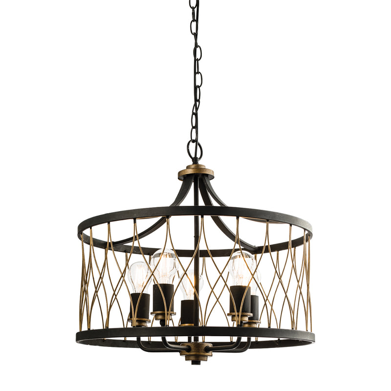 Endon Lighting 61498 Heston 5 Light Pendant Ceiling Light Matt Black & Bronze Finish