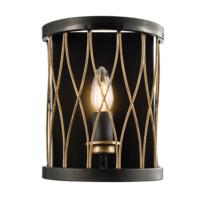 Endon Lighting 61499 Heston Single Light Wall Light Matt Black & Bronze Finish