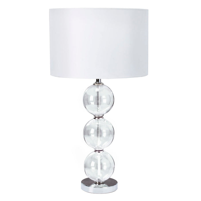 Searchlight Bliss Table Lamp (Single) - Clear Glass Ball Stacked Base, White Shade • 6194CC-1