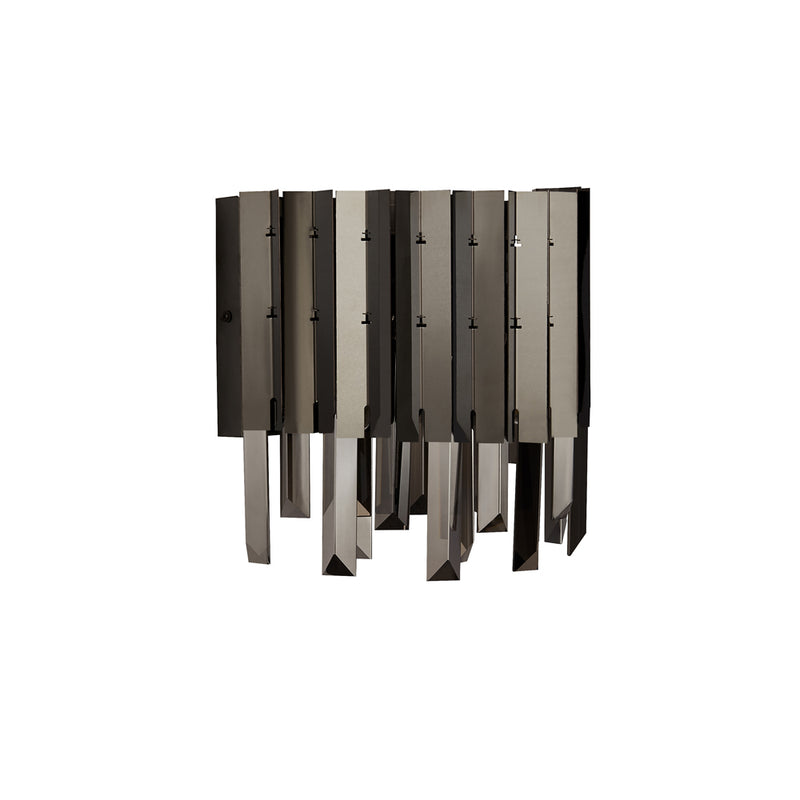 Searchlight Rotunda 2Lt Wall Light, Black With Smoke Crystal • 62120-2SM