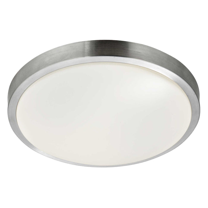 Searchlight Zurich Led Flush Bathroom  - Ip44 1Lt Aluminium Trim With Acrylic White Shade, Dia 33Cm • 6245-33-LED