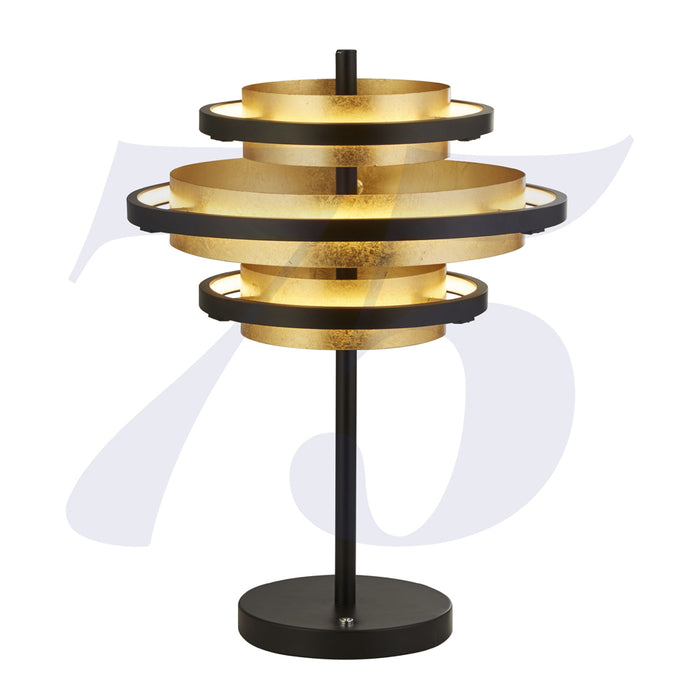 Searchlight Hive Black/Gold Leaf 3Lt Led Table Lamp • 6357BG