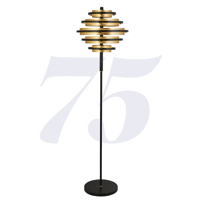 Searchlight Hive Black/Gold Leaf 5Lt Led Floor Lamp • 6359BG