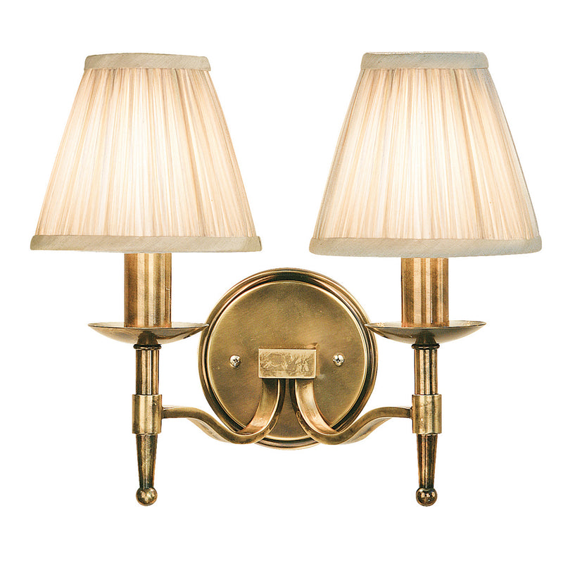 Interiors 1900	63654	Stanford Antique Brass Twin Wall & Beige Shades